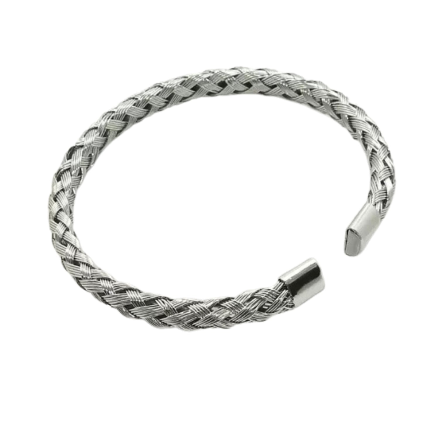 Men's Silver Braided Cuff Bracelet