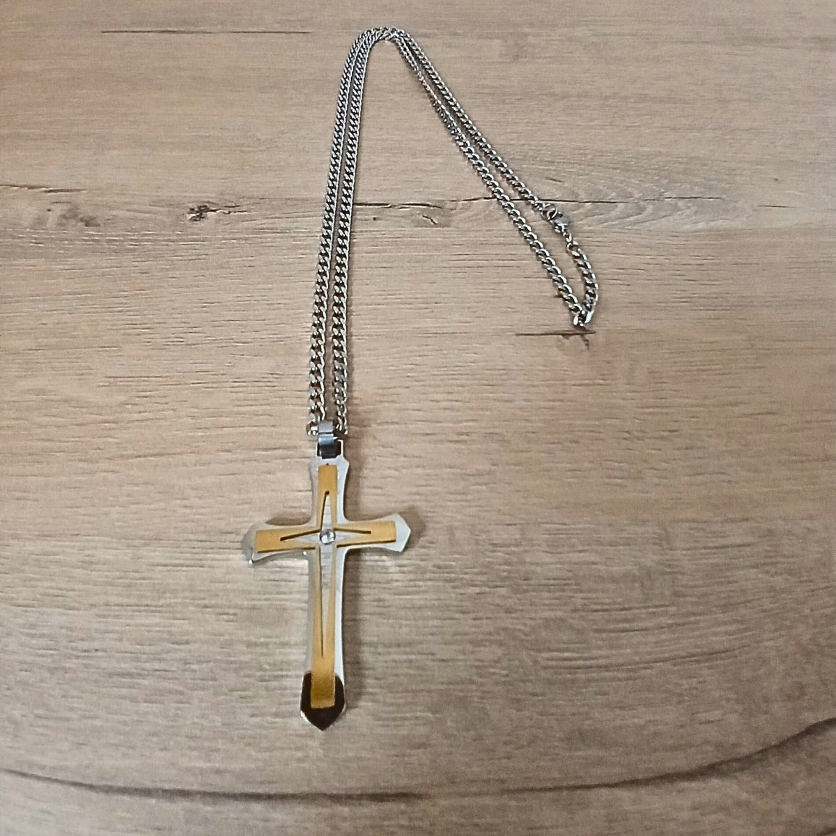 Men's Two Tone Silver and Gold Pendant with Gift Box