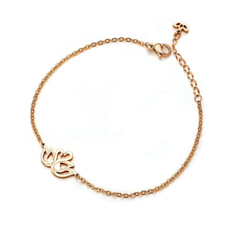 Swan Love Bracelet Gold Plated