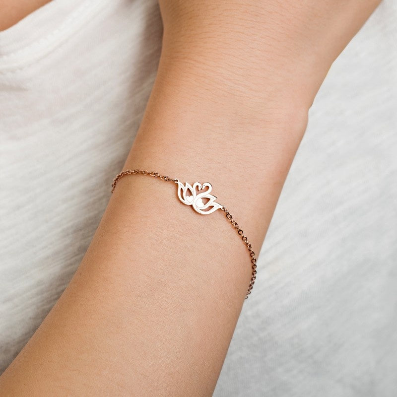 Swan Love Bracelet Gold Plated