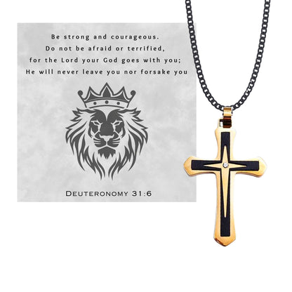 Men's  Cross Pendant Chain Gift Set with Card: Express Your Faith in Style