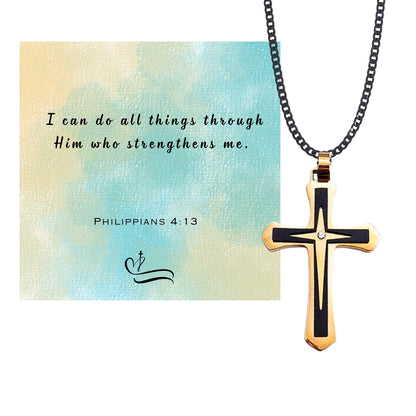 Men's  Cross Pendant Chain Gift Set with Card: Express Your Faith in Style