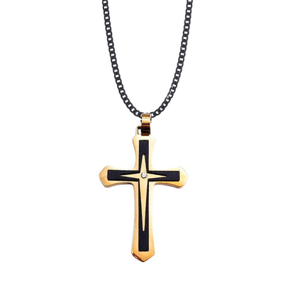 Men's  Cross Pendant Chain Gift Set with Card: Express Your Faith in Style