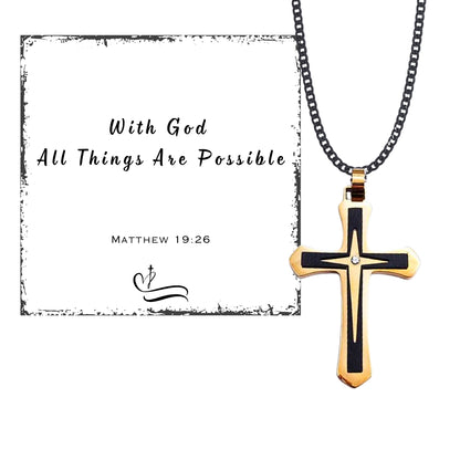 Men's  Cross Pendant Chain Gift Set with Card: Express Your Faith in Style