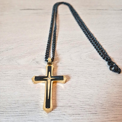 Men's  Cross Pendant Chain Gift Set with Card: Express Your Faith in Style