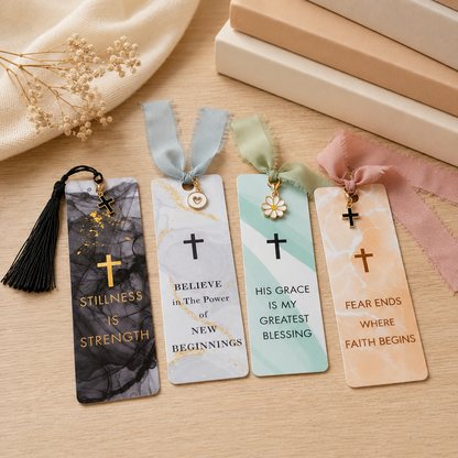 Faith Collection Handmade Christian Bookmark with Ribbon & Charm