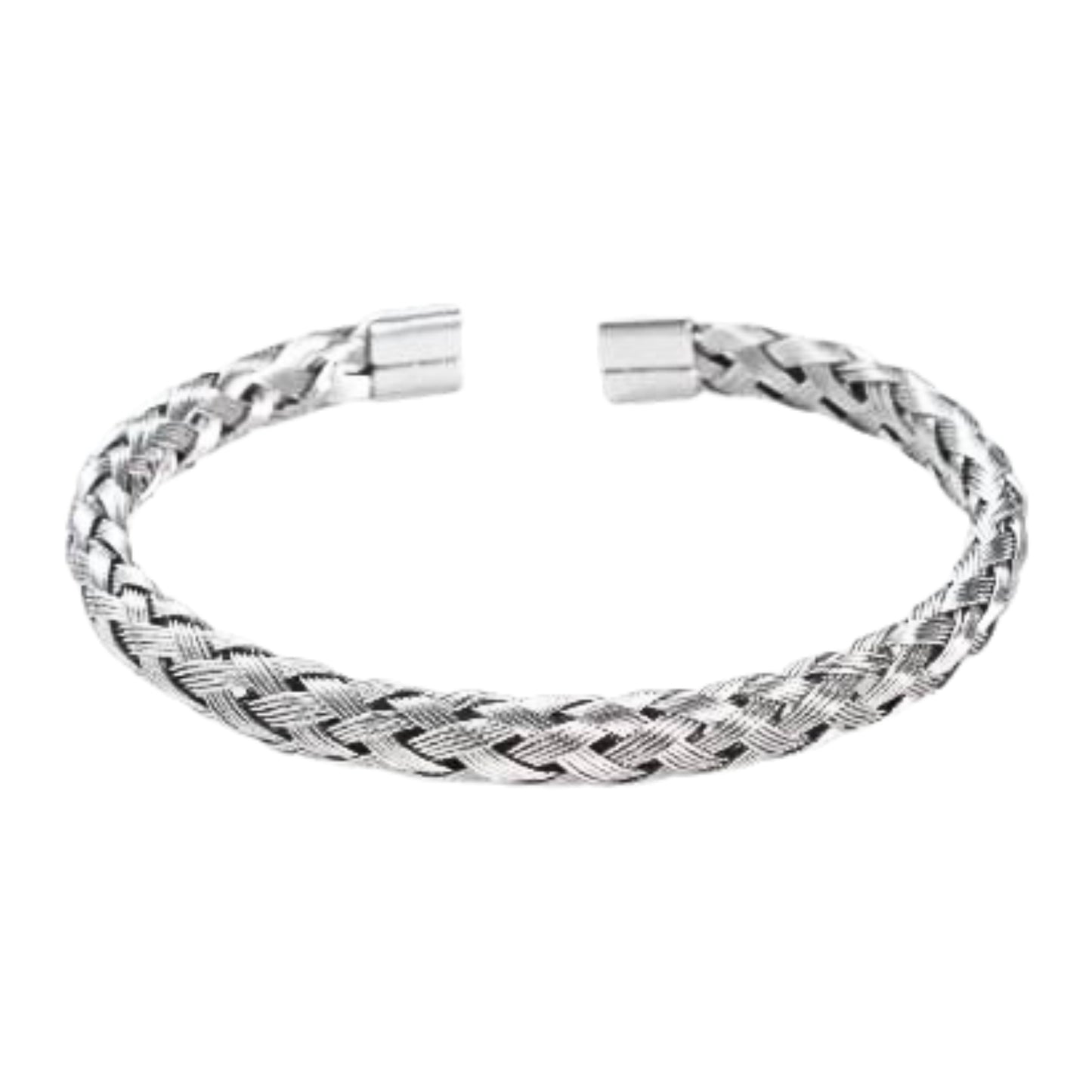 Men's Silver Braided Cuff Bracelet