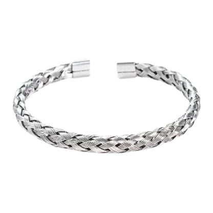 Men's Silver Braided Cuff Bracelet