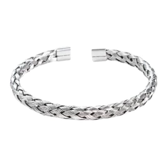 Men's Silver Braided Cuff Bracelet