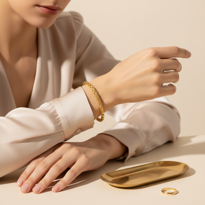 Gold Plated Woven Cuff Bracelet | Tarnish-Free Braided Bracelet