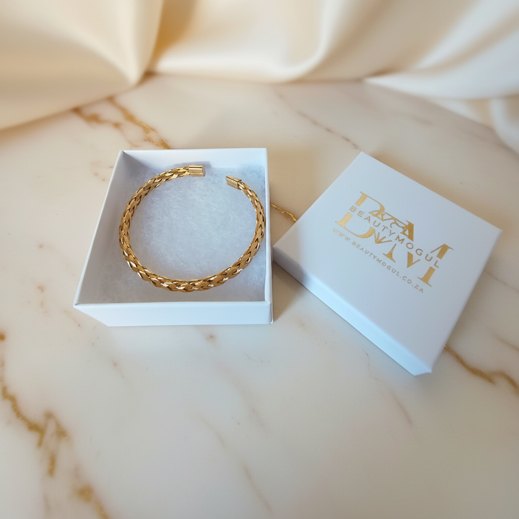 Gold Plated Woven Cuff Bracelet | Tarnish-Free Braided Bracelet