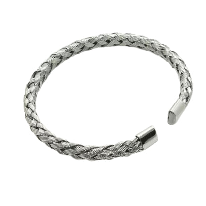 Men's Silver Braided Cuff Bracelet