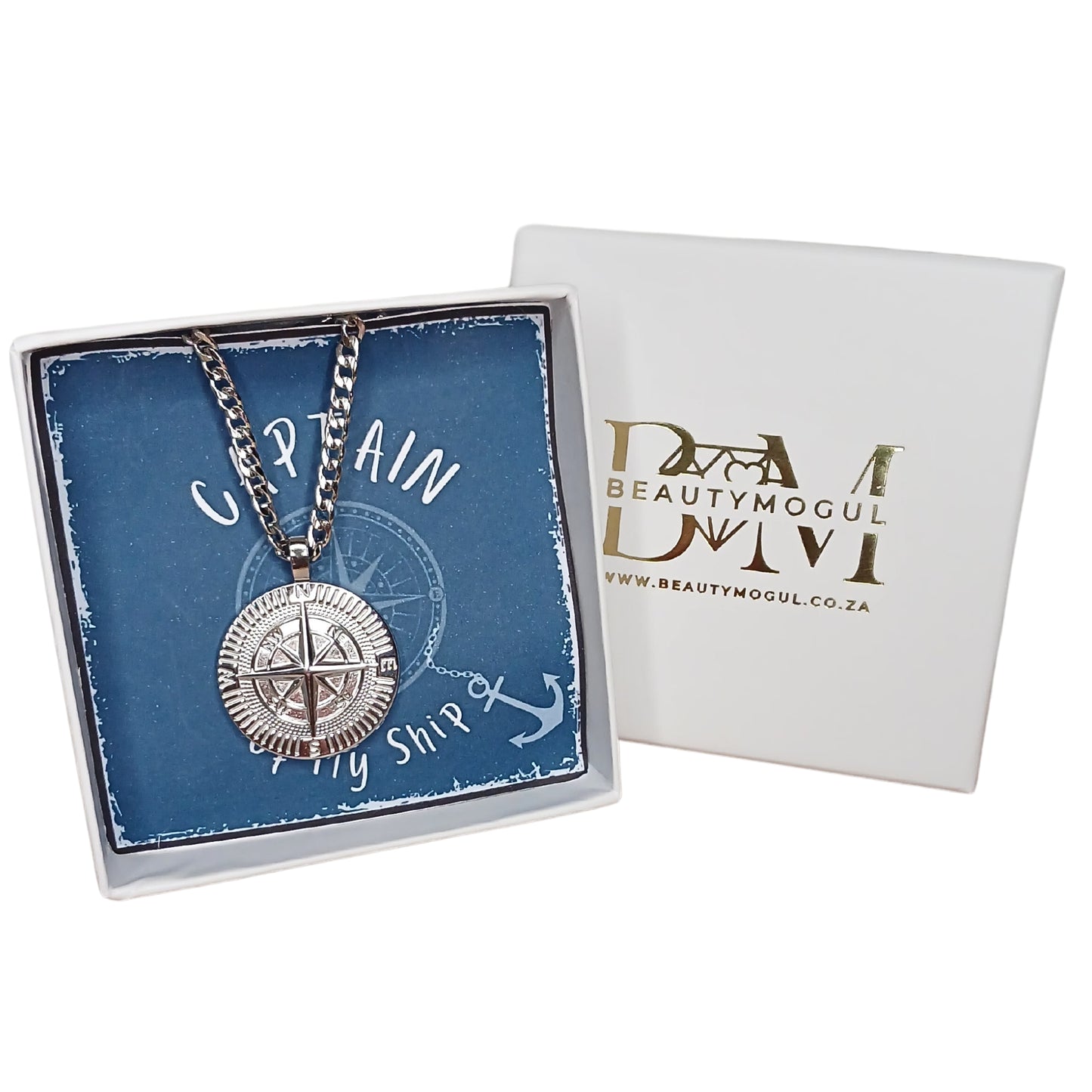 Men's Compass Pendant Necklace with Custom Designed Card Option