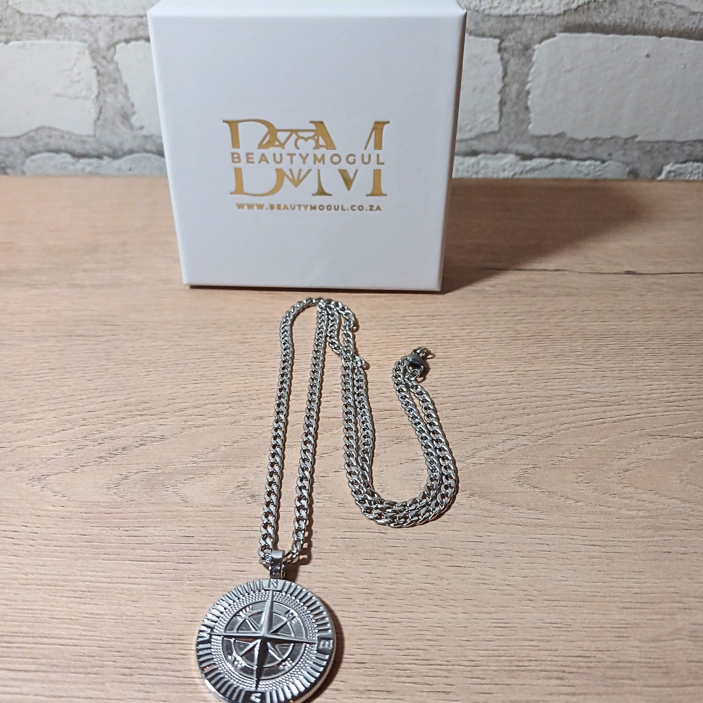 Men's Compass Pendant Necklace with Custom Designed Card Option