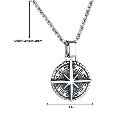 Men Vintage Compass Pendant Box Chain Card Gift Set