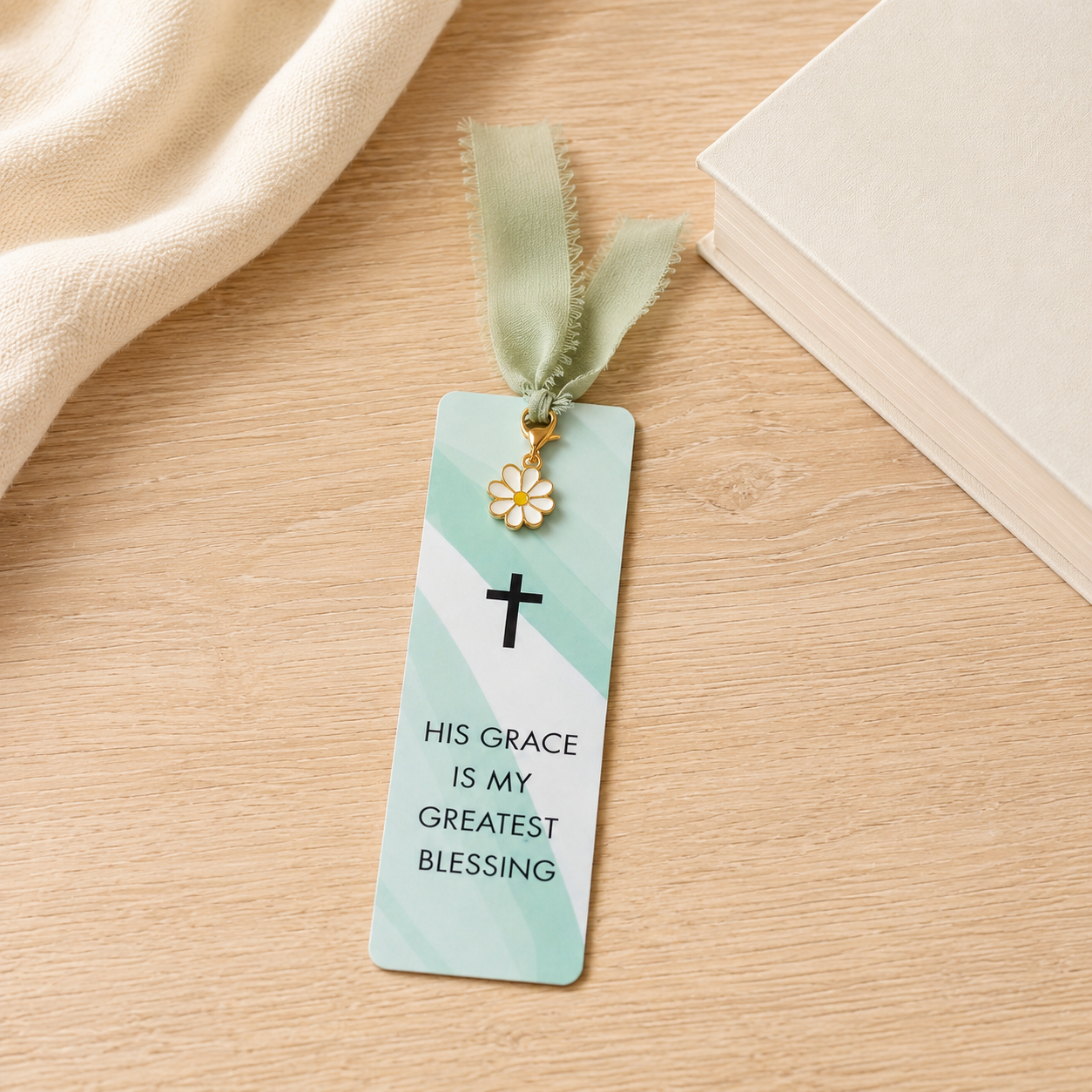 Faith Collection Handmade Christian Bookmark with Ribbon & Charm