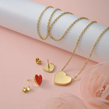 Gold and Red Heart Necklace