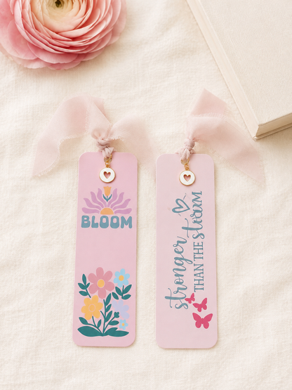 Handmade Inspirational Bookmark with Ribbon & Heart Charm