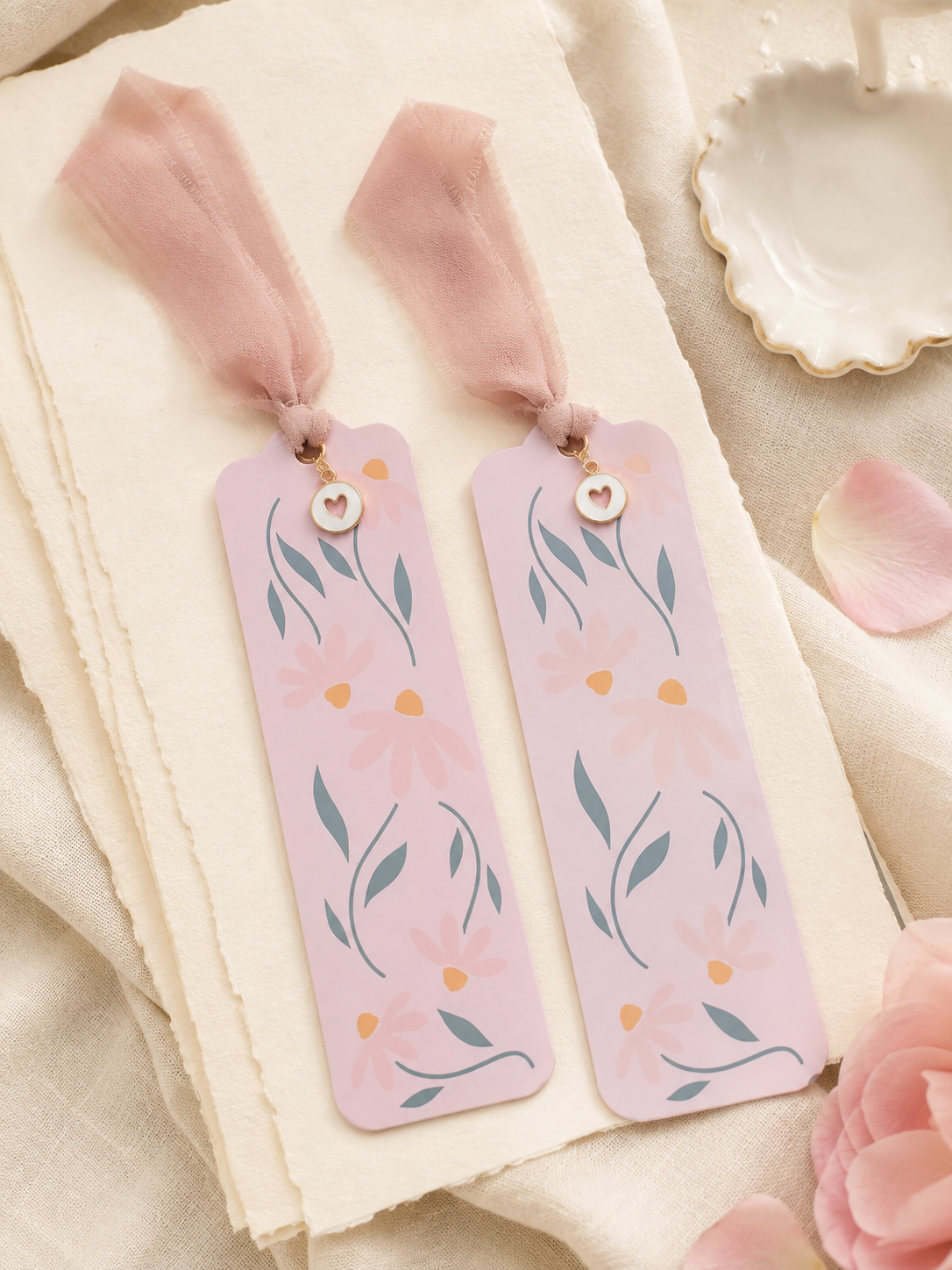 Handmade Inspirational Bookmark with Ribbon & Heart Charm