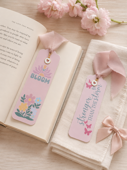 Handmade Inspirational Bookmark with Ribbon & Heart Charm
