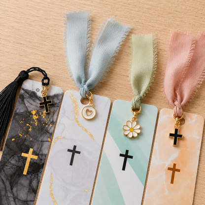 Faith Collection Handmade Christian Bookmark with Ribbon & Charm