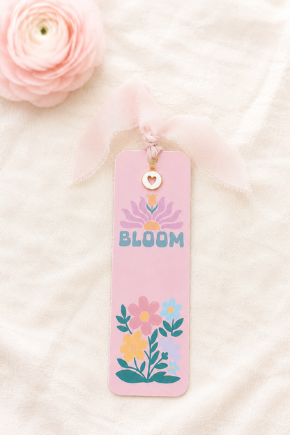 Handmade Inspirational Bookmark with Ribbon & Heart Charm
