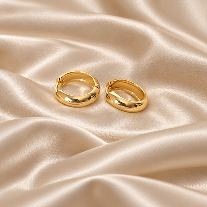 Everyday Muse Gold-Tone Huggie Hoop Earrings | Stainless Steel