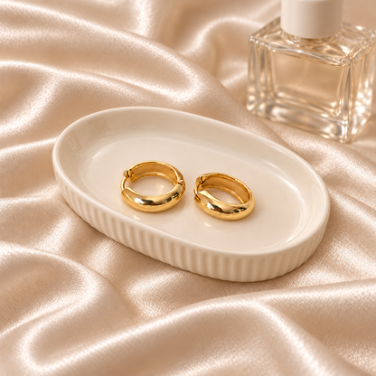 Everyday Muse Gold-Tone Huggie Hoop Earrings | Stainless Steel