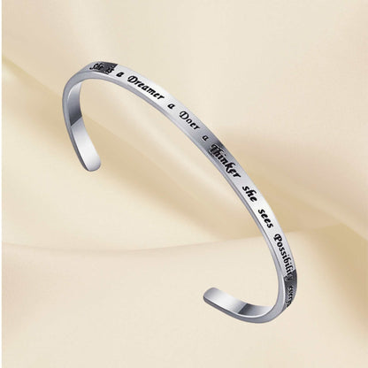 High Achiever Dreamer Thinker Silver Bracelet