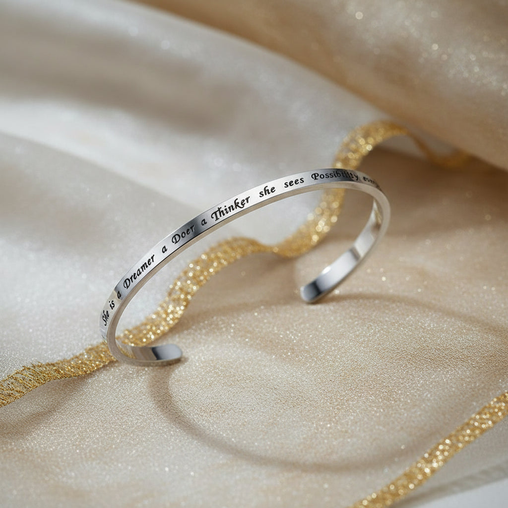 High Achiever Dreamer Thinker Silver Bracelet