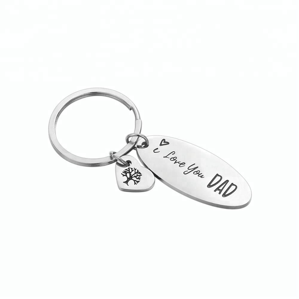 I Love You Dad Silver Keyring with tree of Life Charm