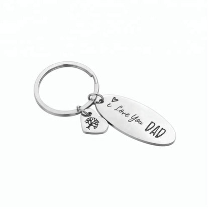 I Love You Dad Silver Keyring with tree of Life Charm