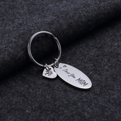 I Love You Mom Silver Keyring 