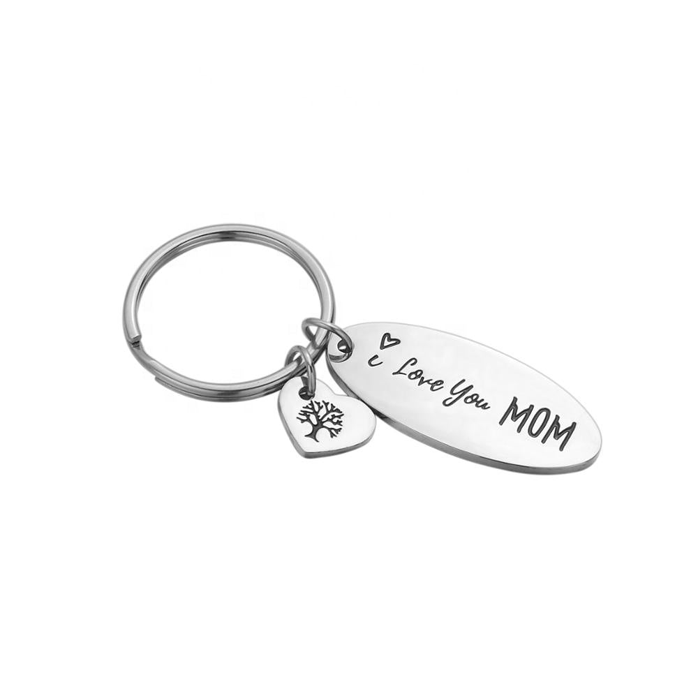 I Love You Mom Silver Keyring 