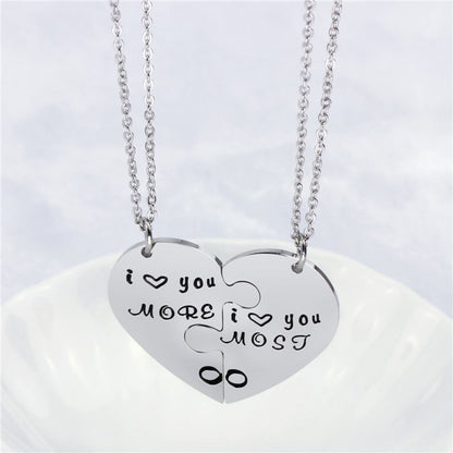 Matching Love Heart Necklaces: I Love you More and I Love you Most