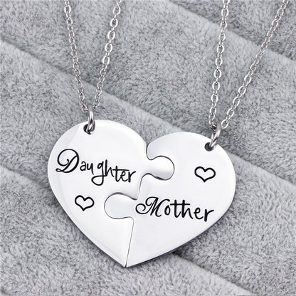 Silver Matching Heart Necklaces for Mother and Daughter