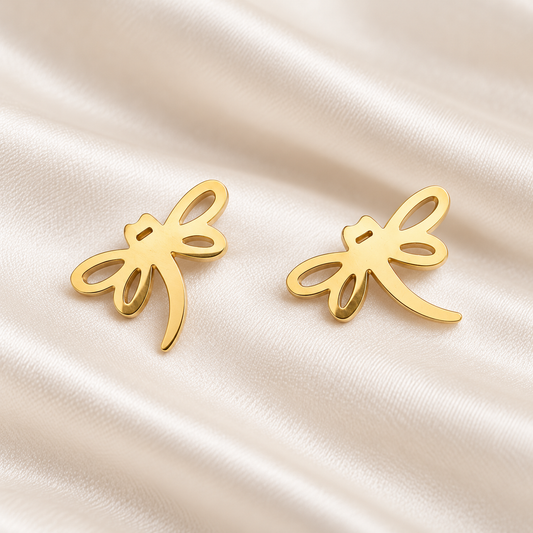 Gold-Tone Dragonfly Stud Earrings