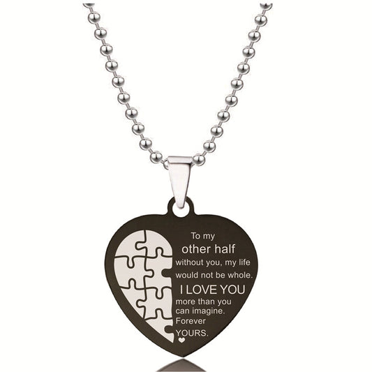 o my other Half" Puzzle Laser Printed Love Necklace,