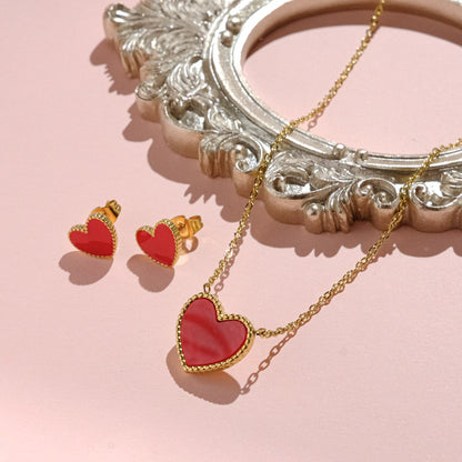 Gold and Red Heart Necklace 18k