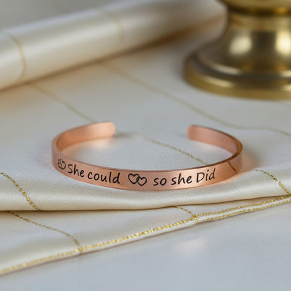 She Believed She Could Bracelet -Rose Gold