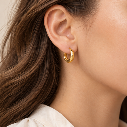 Everyday Muse Gold-Tone Huggie Hoop Earrings | Stainless Steel