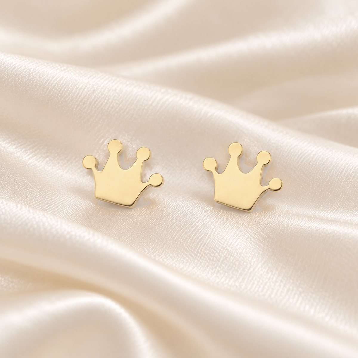 Gold-Tone Crown Stud Earrings