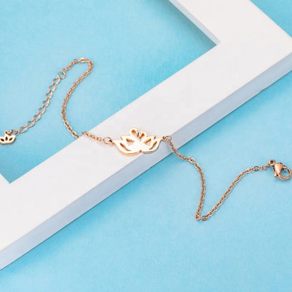  Beautymogul-Swan Love Bracelet Gold Plated
