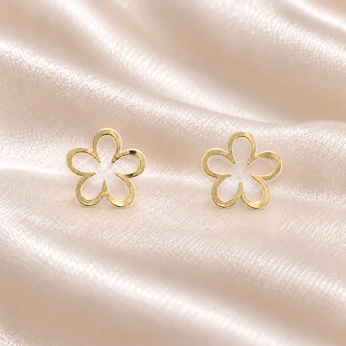 Gold-Tone Flower Outline Stud Earrings