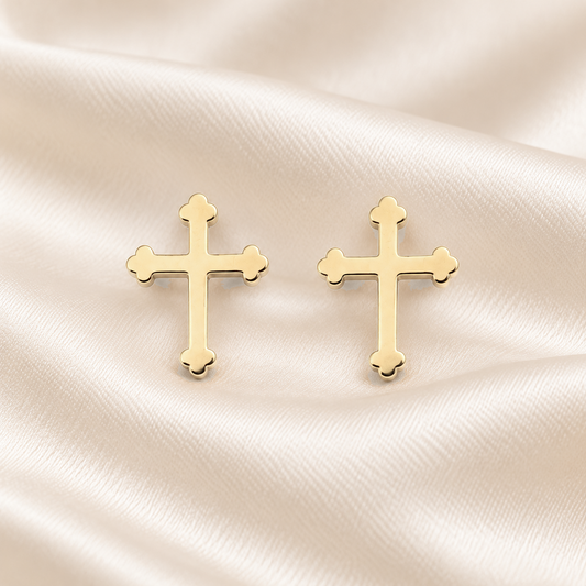 Gold-Tone Cross Stud Earrings