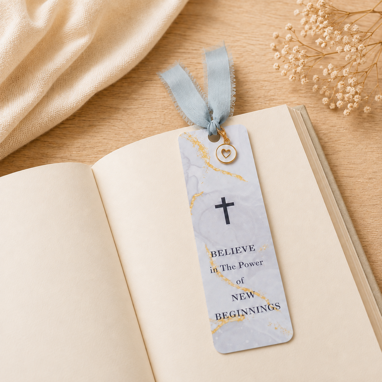 Faith Collection Handmade Christian Bookmark with Ribbon & Charm