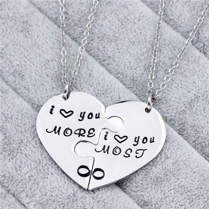 Matching Love Heart Necklaces: I Love you More and I Love you Most