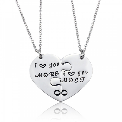 Matching Love Heart Necklaces: I Love you More and I Love you Most