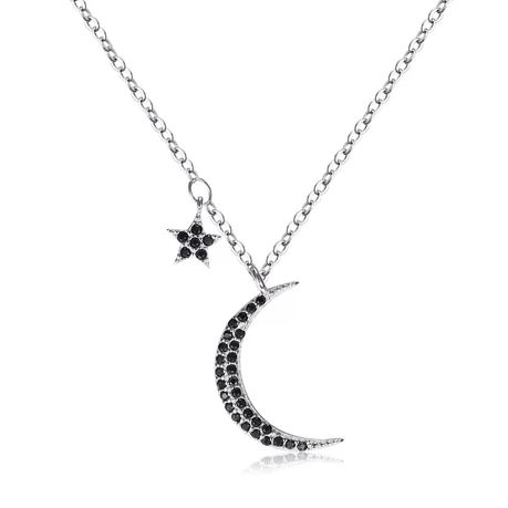 Star and Moon Zirconia Necklace (Rose Gold Or Silver). 